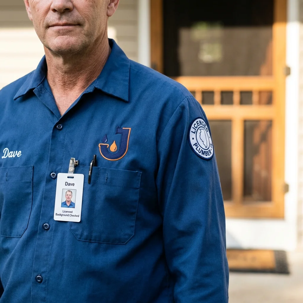 Licensed plumber showing ID badge in Union, KY