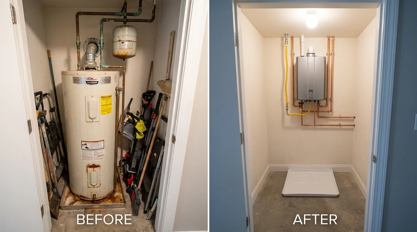 Tank water heater versus wall-mounted tankless unit comparison for Union, KY homeowners